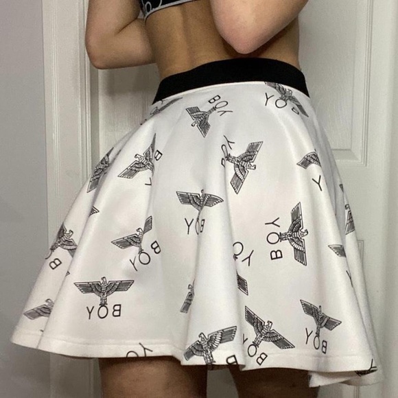 White and Black Boy London Logo Skater Skirt - Picture 2 of 4